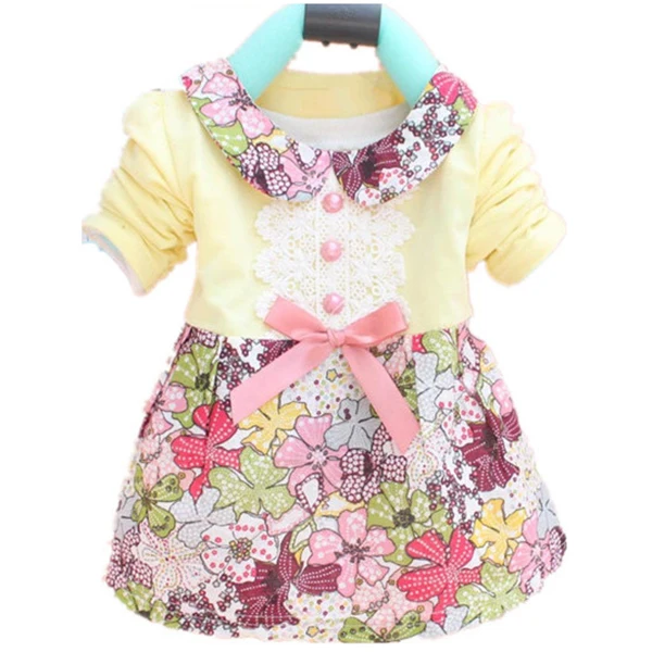 

Cute Toddler Baby Girls Floral Princess Dress Bowknot One Piece Kids Dress