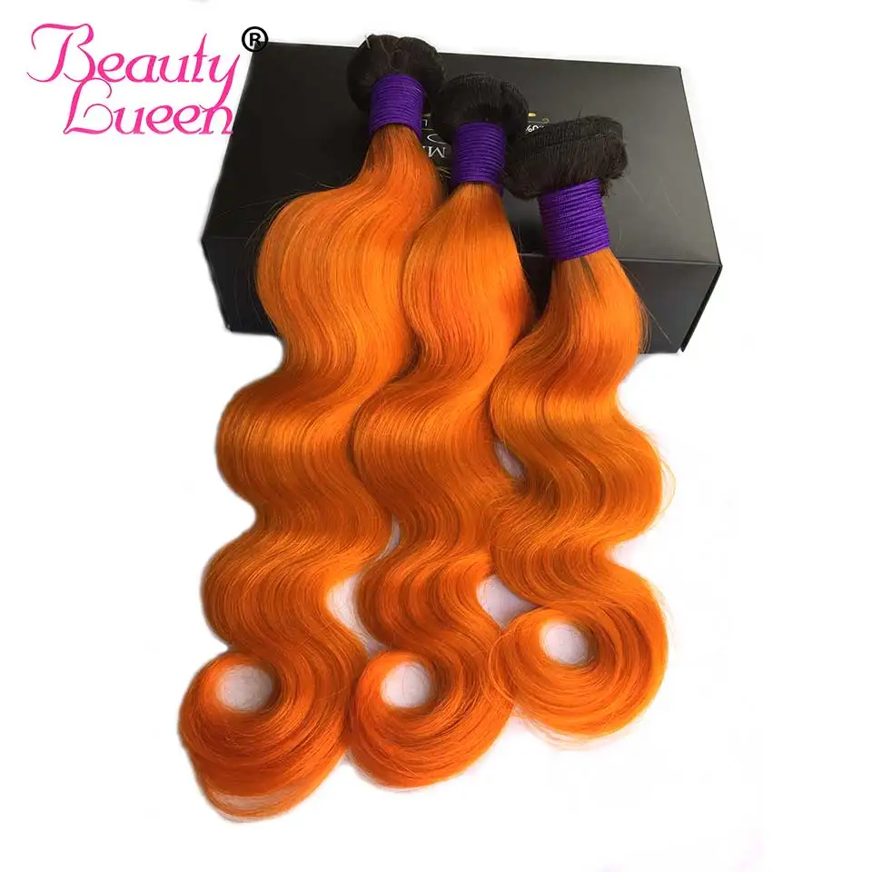 T1BOrange Ombre Body Wave Bundles Human Hair 10 Bunldes Ombre Brazilian Hair Weave Wholesale Price Remy Human Hair Extensions  (2)