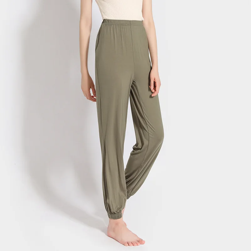 Corgi pajama pants, летние новые стильные женские повседневные штаны со льдом, Модальные дикие шаровары, Женская домашняя одежда, брюки - Цвет: Army green