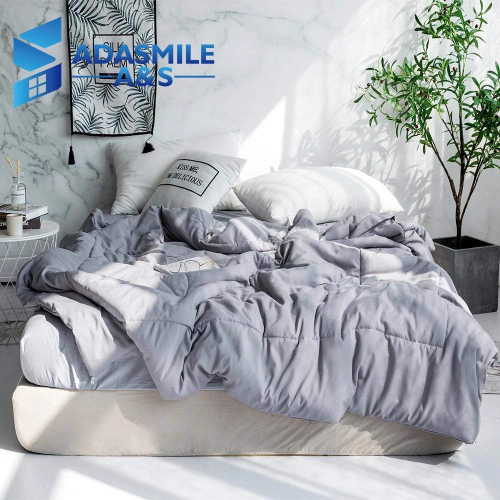 

Nordic Solid Color Soft Quilts Bed Quilt Comforter Duvet Washable Quilted Adults Gray Aircondition Bedding Summer Quilts