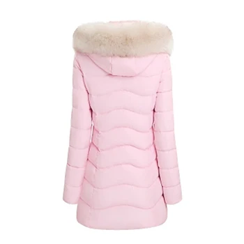 

2017 Winter Coat With Faux Fur Collar Women Clothing Outerwear Cotton padded Jacket Long Hooded Slim Casual Fashion Parkas AC246