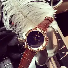 Мода Кварцевые Часы Дамы Женщины Rhinestone Кожаный Вскользь Платье женские Часы Розового Золота reloje mujer montre femme OP001
