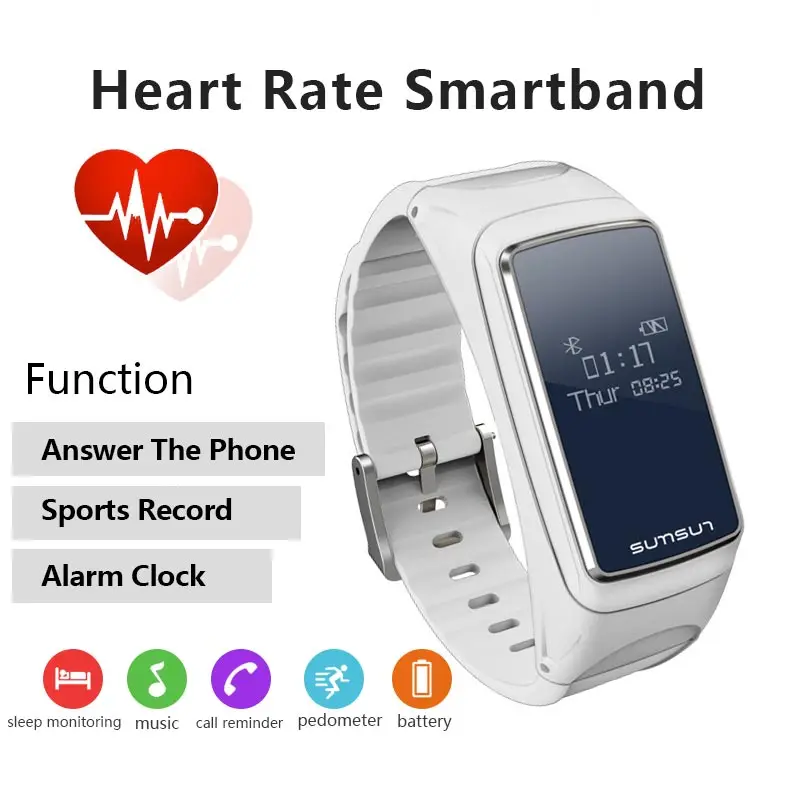 

B7 Bluetooth Headset Smart Bracelet Answer Phone Bluetooth Music Heart Rate Sport Step Smart Watch WaterProof For Ios Android