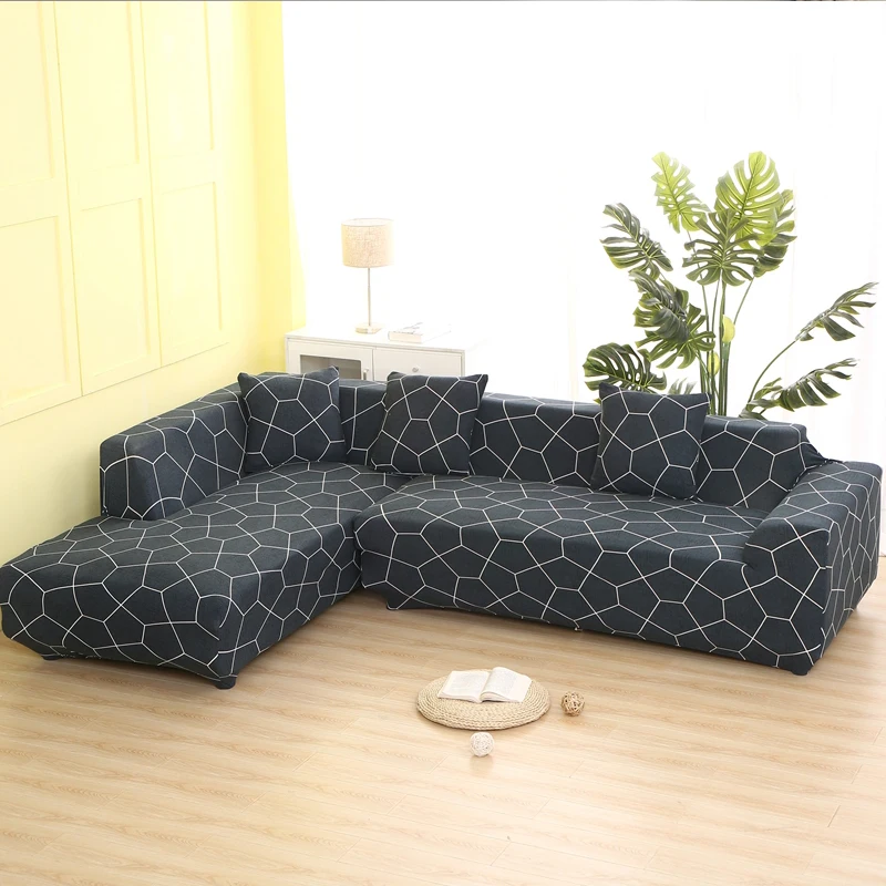 2 Pcs Covers for Corner Sofa Elastic Cover Sofa for Living Room Couch Slipcover Stretch L Shaped Sofa Cover Corner Sofa Cover