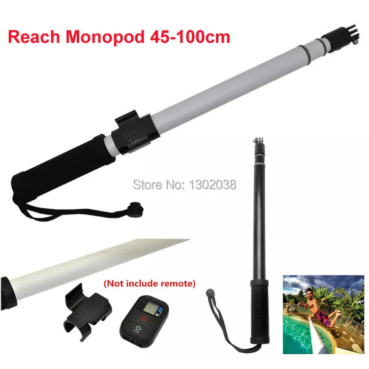 

GoPro Remote Pole Aluminium Telescoping Extension Monopod 100cm Reach Gopole with Clip For Gopro Hero 4 3+/3/2 SJ4000 Camera