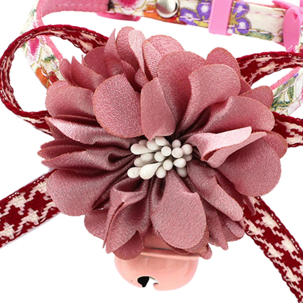 Flower Bell Decorative Flowers Printed Collar For Kitten Kitty Cat