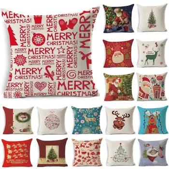 

1Pcs 43*43cm Christmas Tree Santa Claus Pattern Cotton Linen Throw Pillow Cushion Cover Car Home Decorative Pillowcase 40469