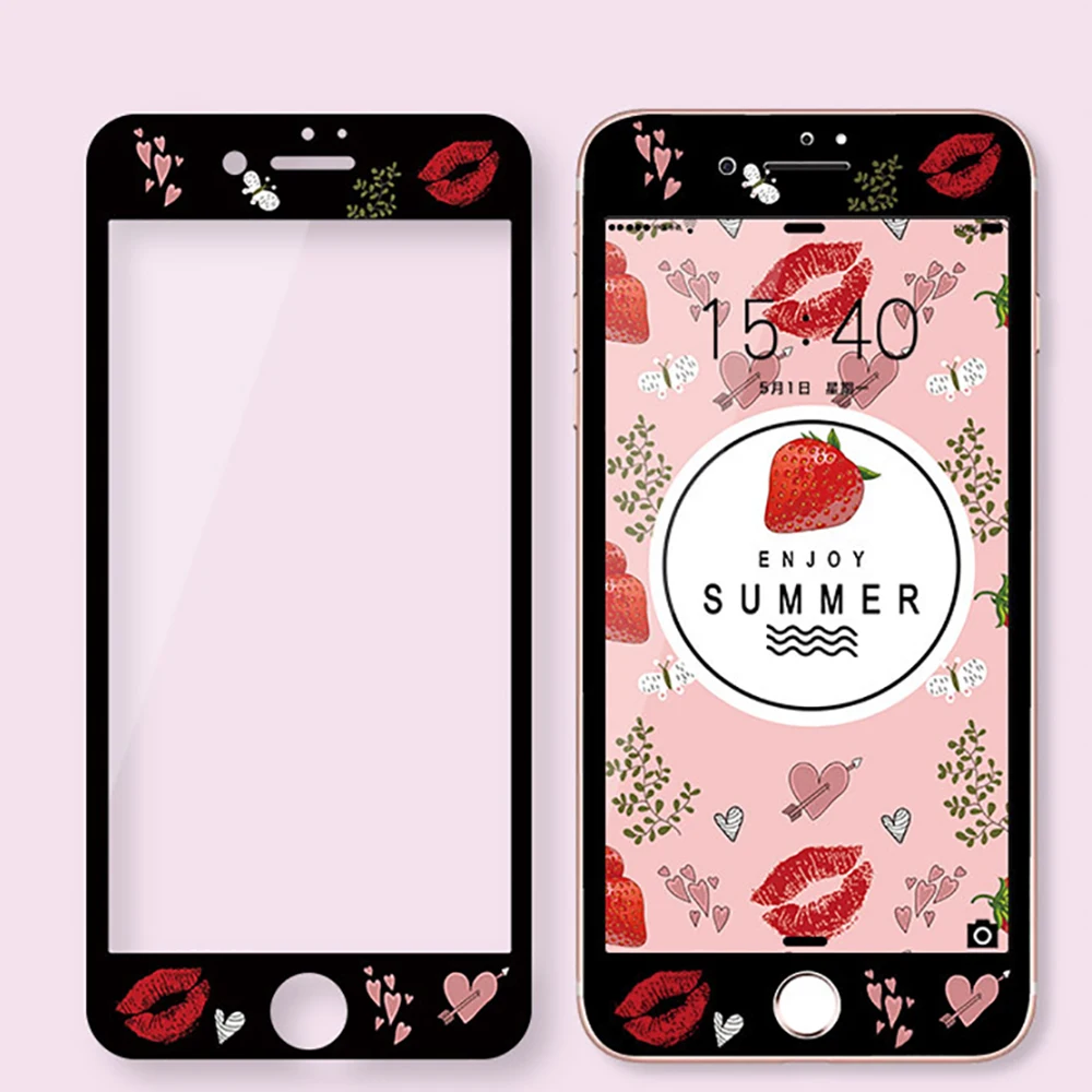 OTAO 3D Volle Abdeckung Gehärtetem Glas Für iPhone 7 8 Plus Weiche Kante Bunte Screen Protector Für