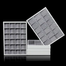 Цельная деревянная велюровая витрина для украшений кольцо, серьги, кулон, ожерелье дисплей лоток для украшений лоток