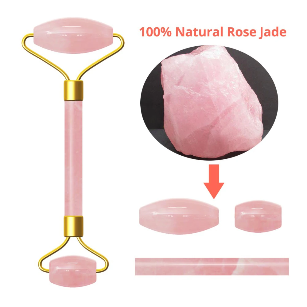 

Natural powder crystal jade roller massager scrapping board set for health and beauty Roller + heart-shaped