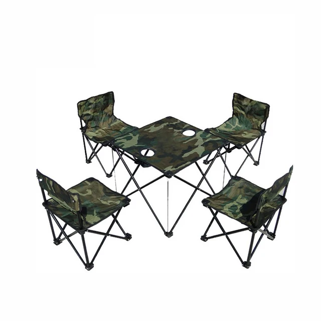 Cheap Folding Fishing Chairs Portable Outdoor Backpack Type Folding Chairs 5 Piece Suit Camouflage Picnic Fishing Chair Set AT6713