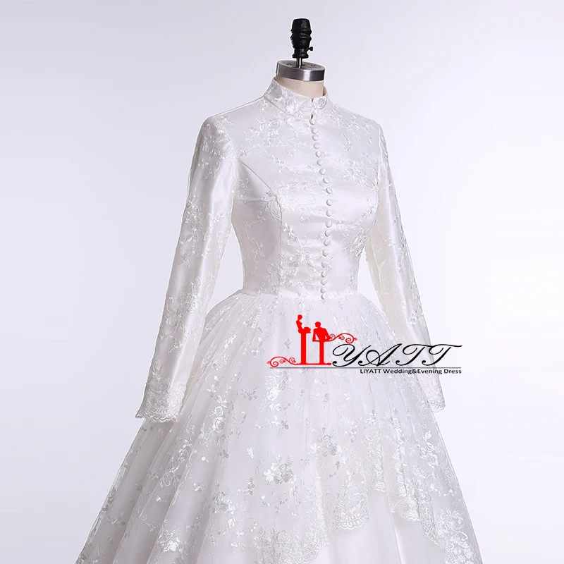 Vestido Noiva мусульманское Настоящее фото кружевное винтажное свадебное платье