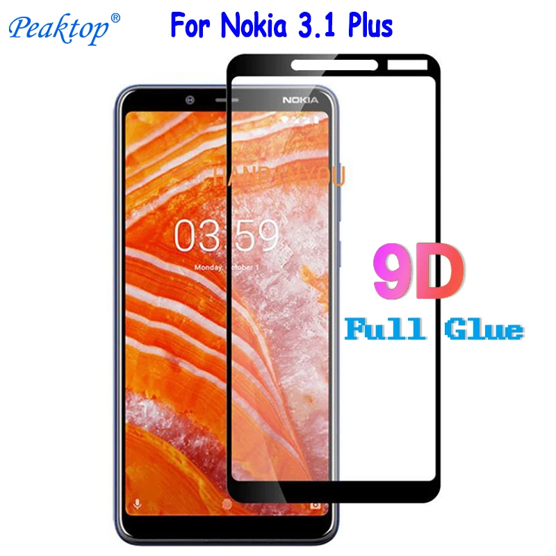 2 шт для Nokia 3,1 Plus TA-1118 6," 9D полный клей полное покрытие закаленное стекло протектор экрана Взрывозащищенная защитная пленка