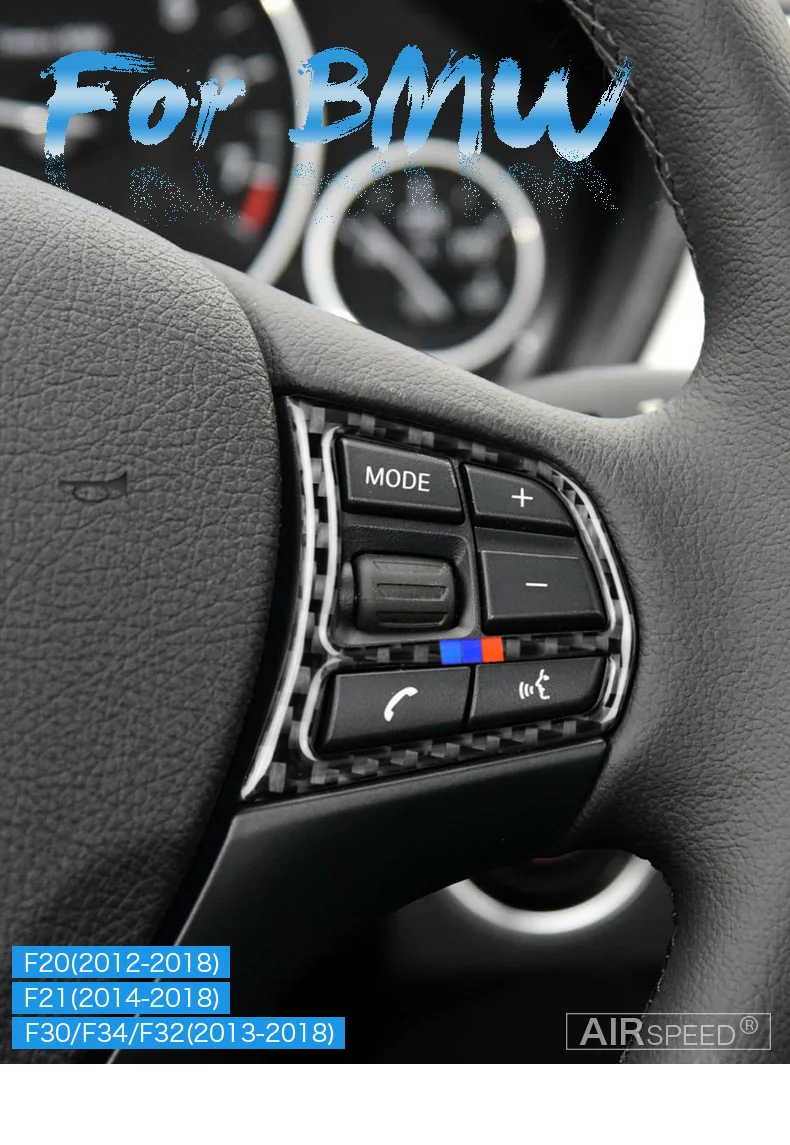 BMW F20 F21 F30 F34 F32 Accessories Interior Carbon Fiber Car Steering Wheel Buttons Stickers Cover Trim Decoration (1)