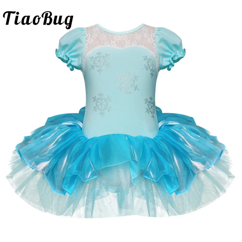 

TiaoBug Children Girls Ballet Tutu Dress Flower Snowflake Sequins Ballet Leotards Kids Princess Stage Performance Dance Costumes