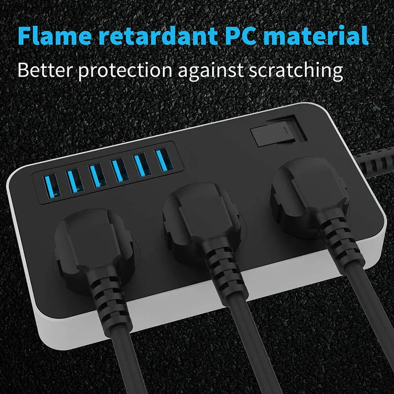 Полоски питания с 3 выходами 6 usb портов защита от перенапряжения универсальная