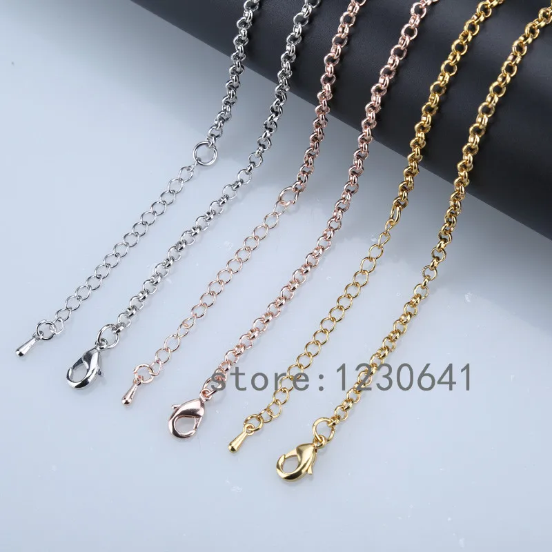 Hot sale 17 inch copper chains rose gold silver 45cm O style short chain necklace lobster clasp ...