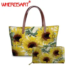 WHEREISART new women handbag Sunflower large shoulder bag high quality handbags bag female shoulder handbag set WHEREISART new women handbag Sunflower large shoulder bag high quality handbags bag female shoulder handbag set