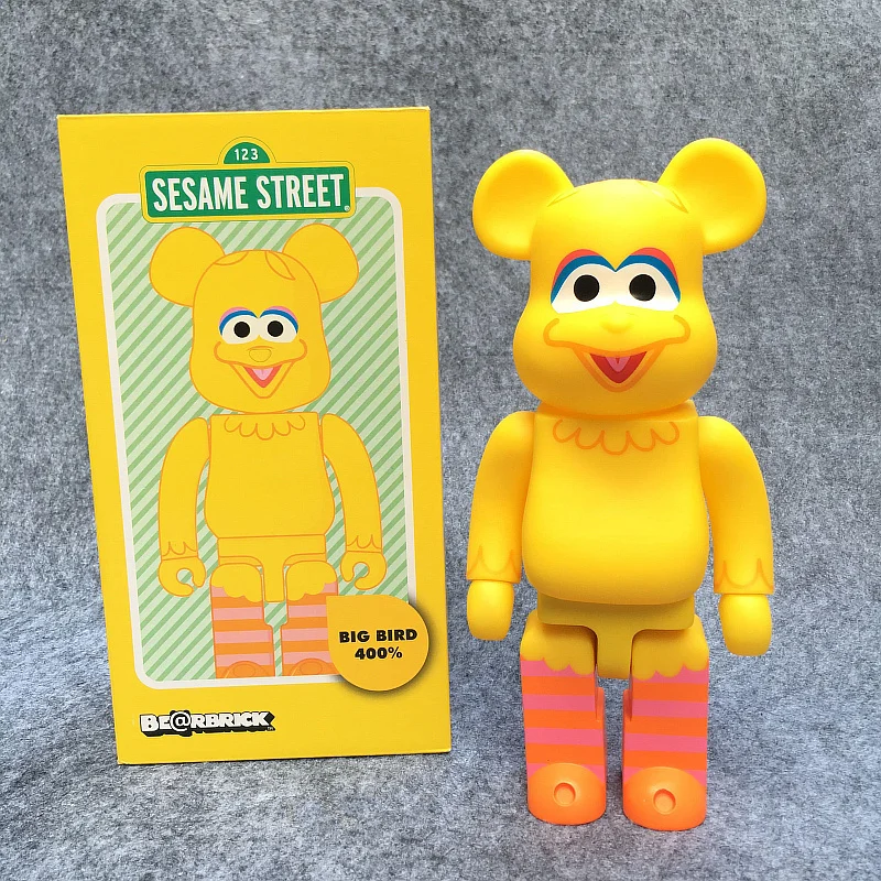 

400% 28CM Bearbrick BE@RBRIC Cos Sesame Street Big Bird DIY Graffiti Vinyl Action Figure Gloomy Bear Collectible Model Toy H129