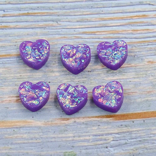 Fnixtar модный шарм любящее сердце форма синтетический опал OP Шарм 12 мм браслет с сердцем из опала камень Hoel Размер 1,5 мм 20 шт./лот - Окраска металла: purple