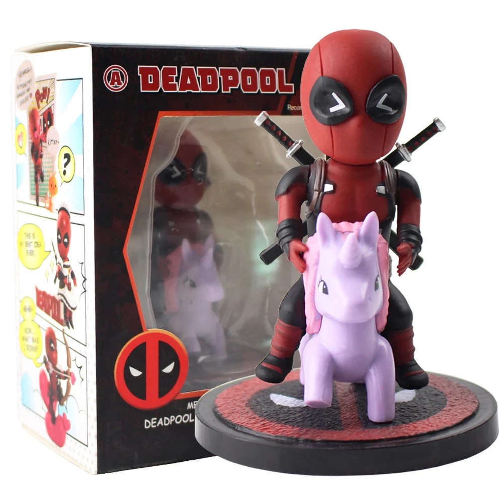 

10cm New Arrival Deadpool Riding Unicorn Figurine Cute Mini Q Version Deadpool Decoration Doll PVC Model Collectible Figure Toys