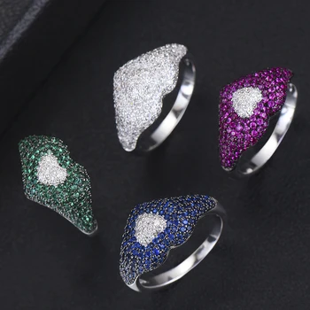 

GODKI New Collection Trendy Heart AAA Cubic Zircon Stackable Chic Ring For Women Wedding DUBAI Bridal Statement Finger Ring 2019