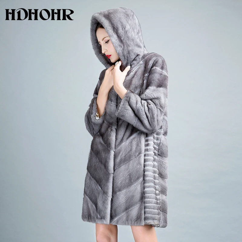 Parkas Épais Femmes Véritable Chaud Femelle D'hiver À Hdhohr Vestes Naturel New De Réel Fourrure Vison Solide 2018 Gray Iron Long Manteaux xq6BwO