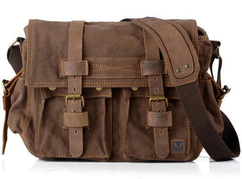 I AM LEGEND Will Smith Военная холщовая+ натуральная кожа мужская сумка через плечо Холщовая Сумка на плечо мужская сумка через плечо Повседневная сумка - Цвет: Dark Coffee  Size XL