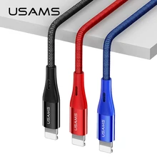 USAMS USB кабель для iPhone Быстрая зарядка для iPhone кабель светодиодный светильник USB кабель синхронизации данных для iPhone X 8 7 6 6S Plus 5 5C 5S SE