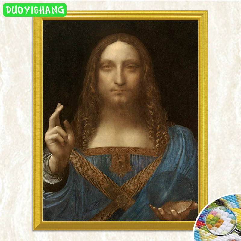 Да Винчи известная картина &quotлеонидо Сальватор Манди&quot 5D DIY Алмазная полностью