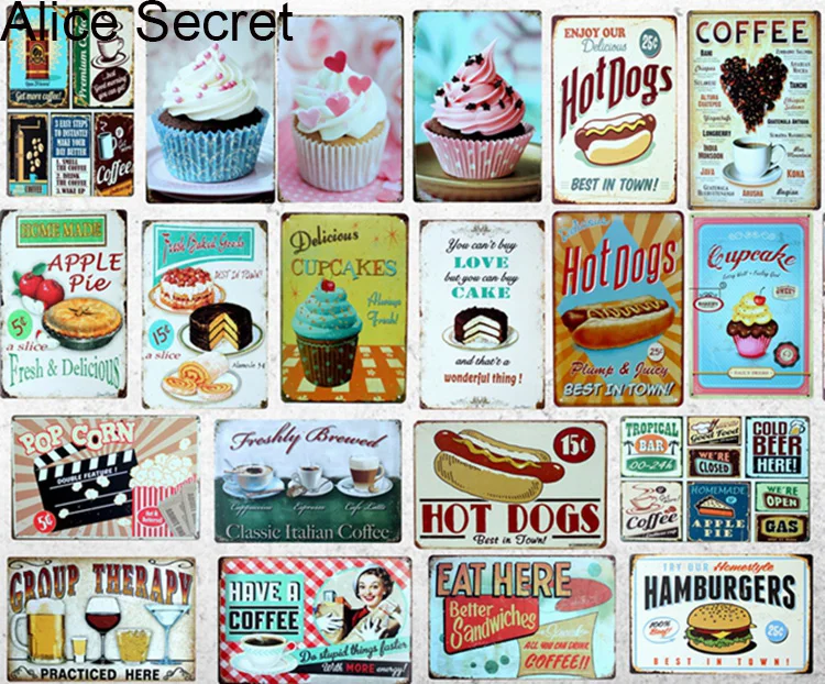 Ice Cream Metal Tin Signs Cake Painting Home Shop Decor Art Poster Bakery Kitchen Cafe Plates Plaque Decoration 8&quotx12&quot | Дом и сад