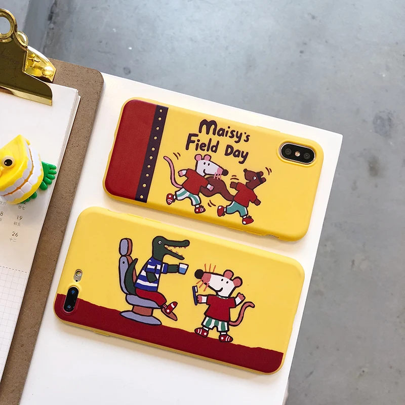 

Phone case for iphone X 6 6s 7 8 Plus Cute crocodile mouse yellow back soft TPU Case for iphone 6 6s 6plus 6splus back cover