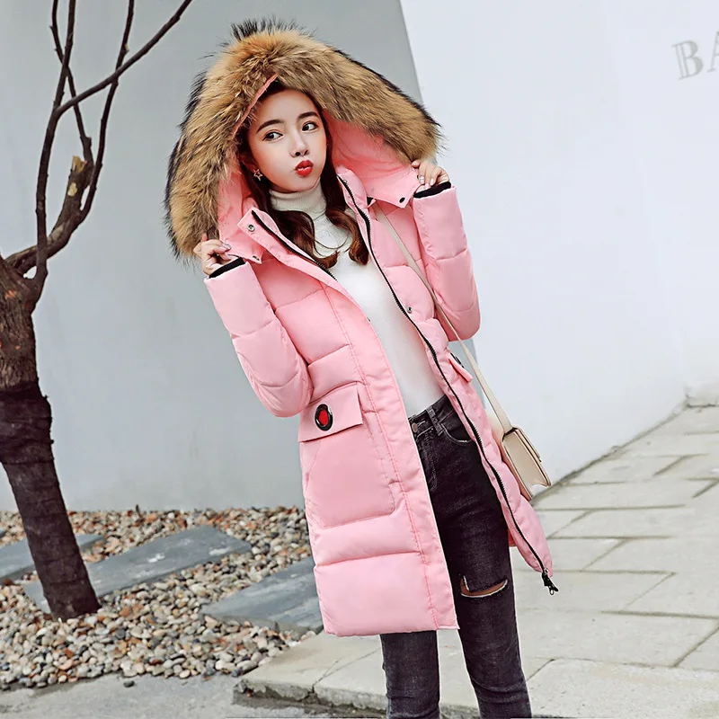 Geckoistail 2018 Winter Women Hooded Coat Parka Fur collar Thicken Warm Long Jacket Female Plus size 3XL Slim Outerwear parkas Coats