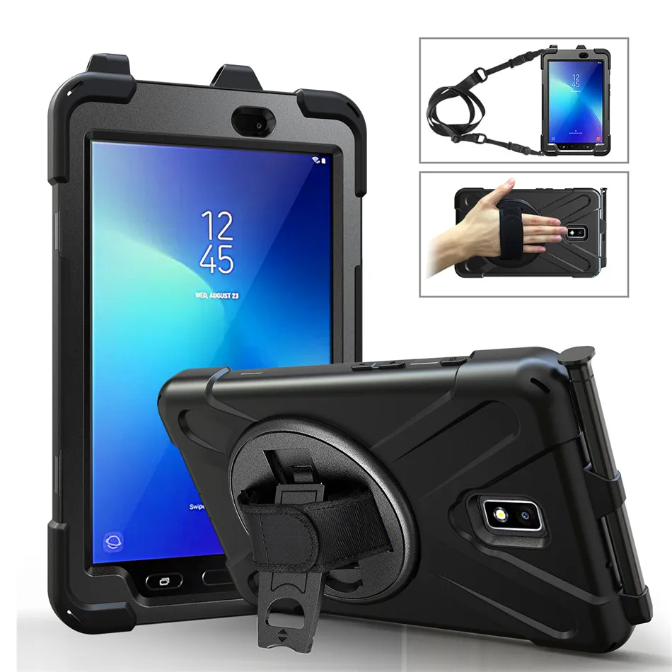 Case For Samsung Galaxy Tab Active 2 8.0 T390 T395 Sm-t395 Tablet Heavy  Duty Silicone Hard Cover+neck Strap & Hand Strap+glass - Tablets & E-books  Case - AliExpress