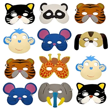 

12Pcs Kids Cute Forest Animals Shape Masks Novelty Different Style Face Masks Foam Toys Accessories for Children