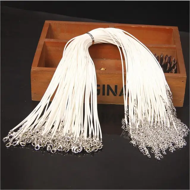 Wholesale 20pcs/lot 1.5mm Multicolor Leather Cord Wax Rope Chain Necklace with Lobster Clasp DIY Jewelry Accessorie Z570 white