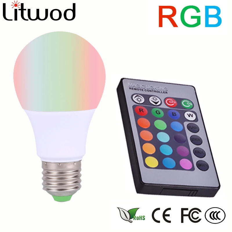 Litwod Z30 E27 светодиодный RGB волшебная лампа 3 Вт 5 10 15 85-265 ACV110 ACV220 светильник Точечный +