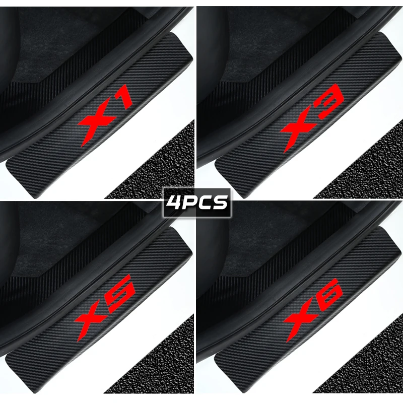 

4pcs Carbon fiber Door Sill Scuff Car Door Plate Car Stickers For BMW 1 2 3 5 6 7-Series X1 X3 X4 X5 X6 M1 Emblem Car styling
