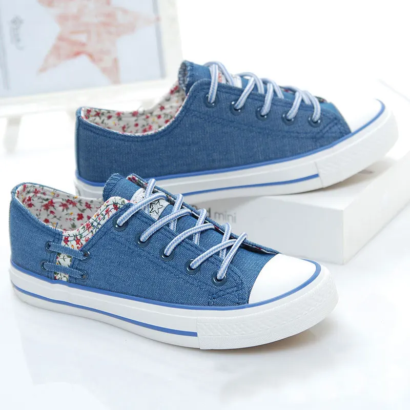 

Women Torridity Vulcanize Shoes Sneakers Shoes For Female Fashion Girls Zapatillas Mujer 2019 -up Ladies Flat Denim