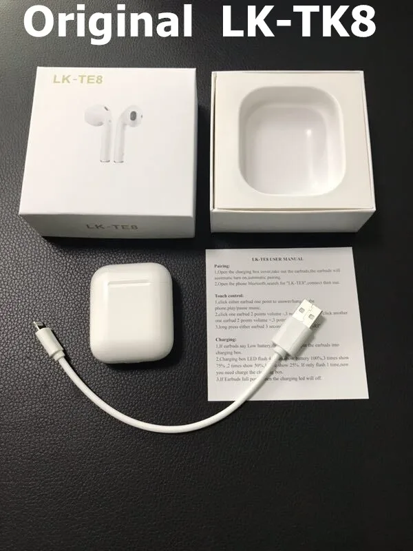

Waterproof LK-TE8 LK TE8 Touch Wireless headsets Bluetooth Smart Earphones Wireless Charging Bluetooth 5.0 for All Smart Phone