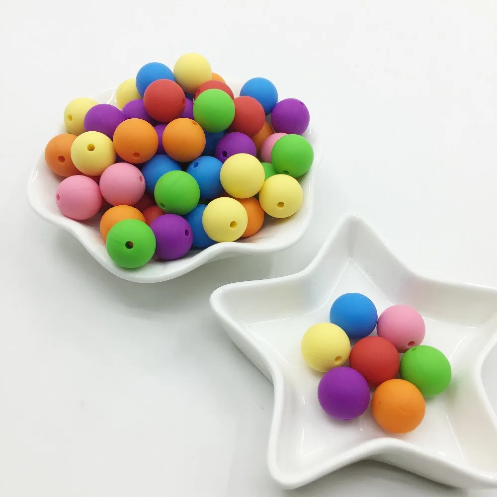 

New Silicone teething beads,10/12/15mm,Multi,100PCS Silicone Loose bead chewing Teether beads Wholesale stainless steel necklace