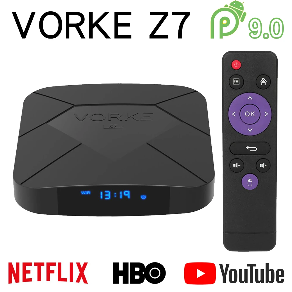 ТВ-приставка Vorke Z7 Android 9 0 Смарт IPTV Allwinner H6 четырехъядерный 1 8 ГГц 6K HDR 2G/4G RAM 32G/64G ROM HDMI