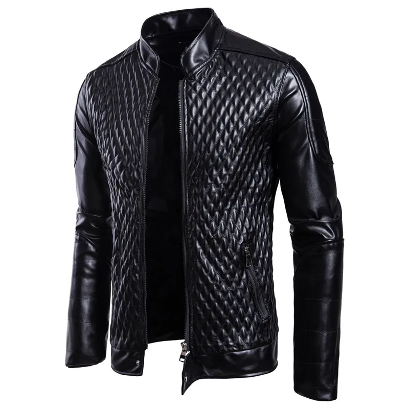 Модная мужская кожаная куртка, весна-осень, повседневное пальто из искусственной кожи, Мужская мотоциклетная кожаная куртка, новая мужская однотонная тонкая верхняя одежда, S-3XL