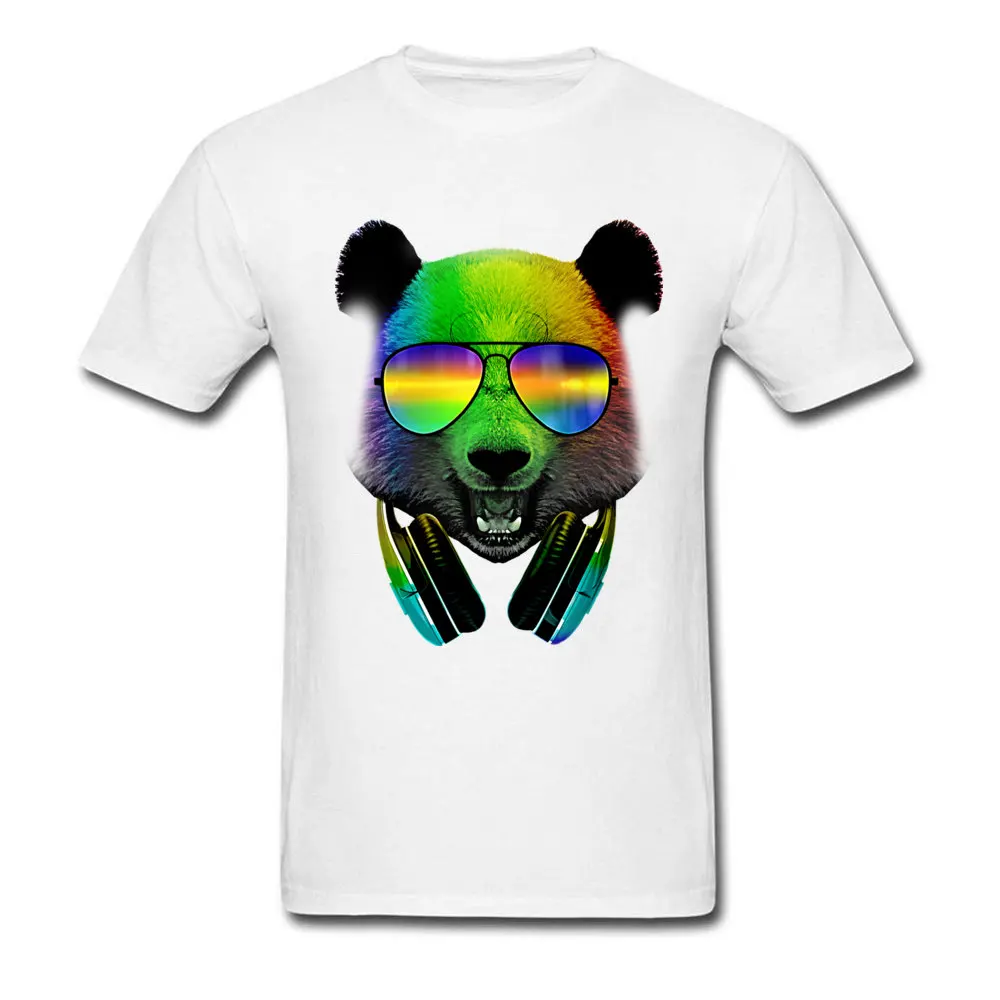 Dj Panda T-shirts for Men Slim Fit Summer Tops Shirt Short Sleeve Funky Europe Tops Shirts O Neck Pure Cotton Wholesale Dj Panda white