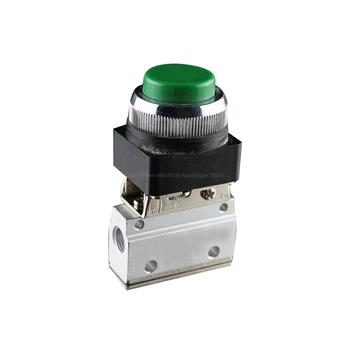 

1/8" PT Thread 2 Position 3 Way Flat Push Green Button Momentary Pneumatic Valve MOV-321PP Mechanical valve