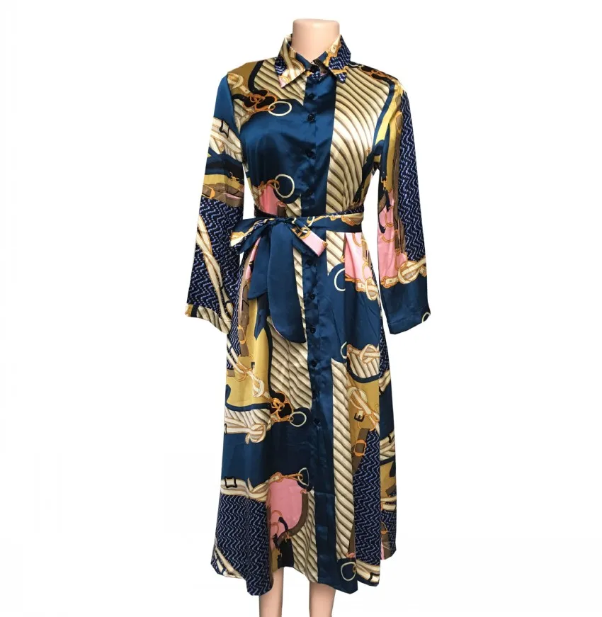 Африканские платья для женщин, африканская одежда, Африканское Платье с принтом Дашики, Дамская одежда, Анкара размера плюс, Африканское женское платье - Цвет: Тёмно-синий