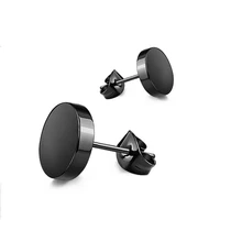 ZMZY Edelstahl Ohr Bolzen Ohrringe Schwarz Silber Farbe Runde Förmigen Verschluss Push Zurück Ohrringe für Frauen Männer Schmuck Kühlen geschenk
