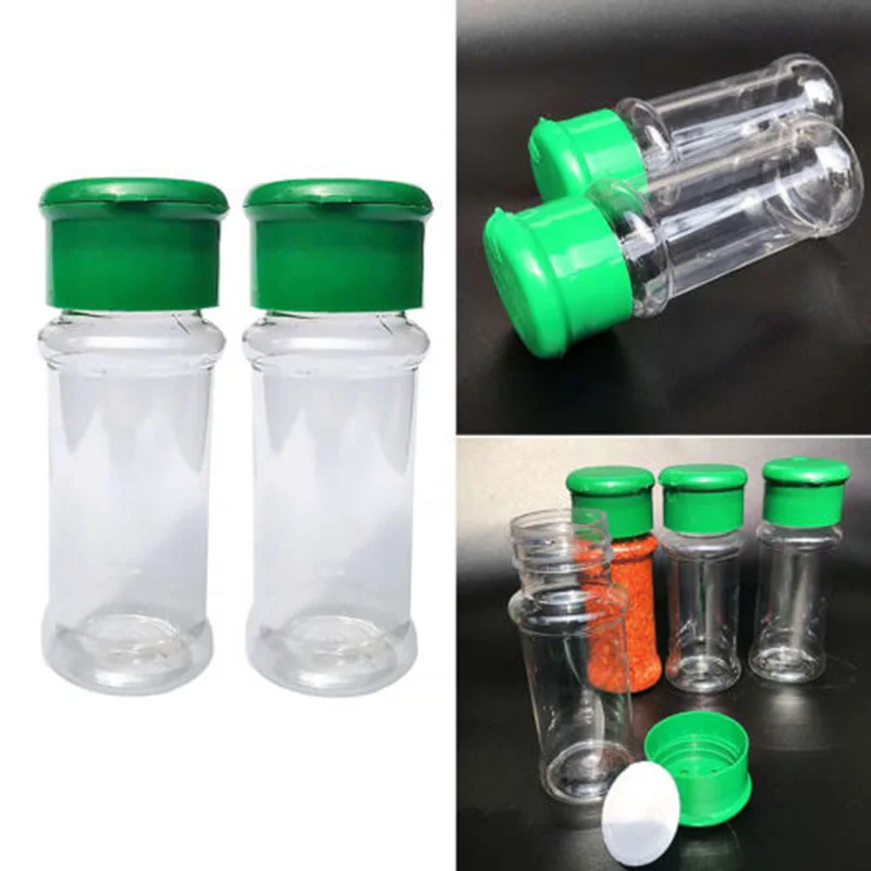 4pcs 100ml Plastic Seasoning Spice Pepper Powder Salt Storage Bottle Cruet Seasoning Bottles Red Green
