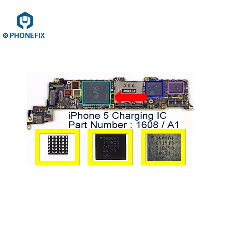 PHONEFIX 2 шт./лот зарядка через usb Управление IC U2 repalecement Запчасти 1610A1 1610A2 A3 610A3B 1612A SN2501 для iPhone 5, 6, 7, 8, X