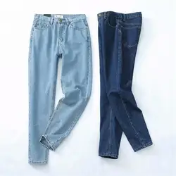 Классический стиль для женщин Высокая талия мыть светло голубой True джинсовые штаны джинсовая куртка женская Femme для джинсы